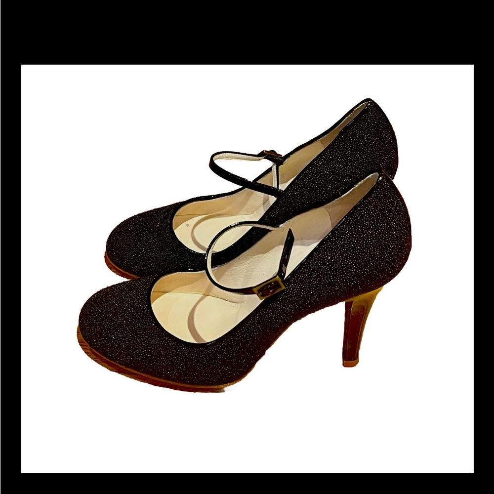 MARC JACOBS Sparkling Black Leather Stiletto Heels Size 8.5M - Picture 4 of 13